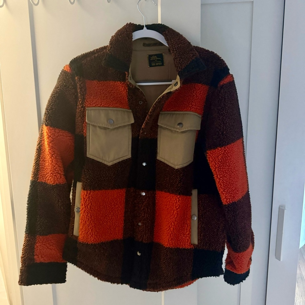 Todd Snyder x LL Bean plaid Sherpa overcoat